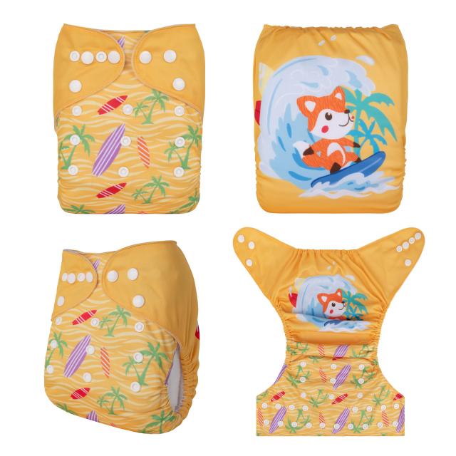 ALVABABY One Size Positioning Printed Cloth Diaper-ALVA Fox(YDP188A)