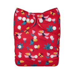 ALVABABY One Size Positioning Printed Cloth Diaper-Birds(YDP193A)