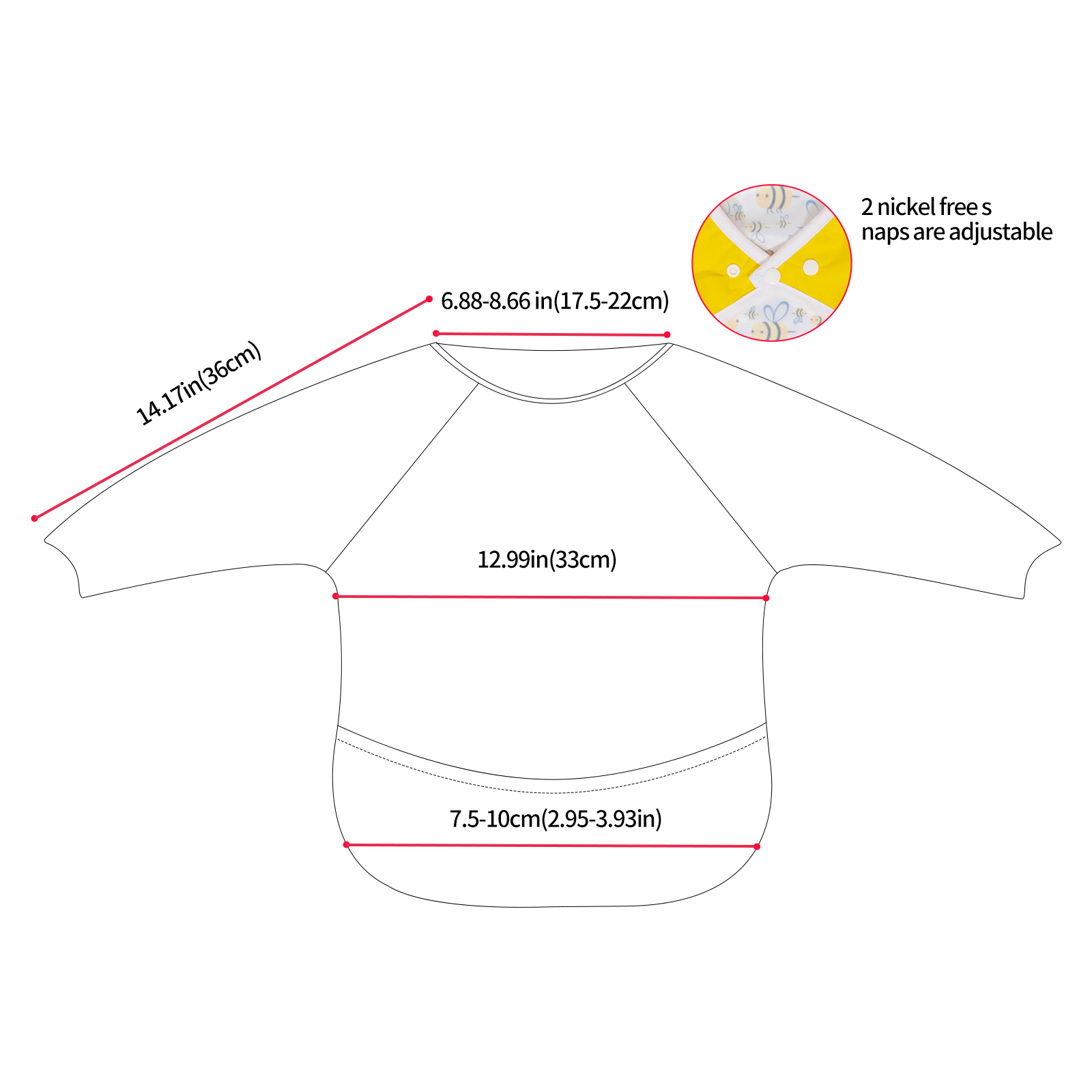ALVABABY 2.0 Waterproof Long Sleeve Bibs, Baby Smock, Toddler Sleeved Bibs, Long Sleeve Bibs for Babies (2WDS03)