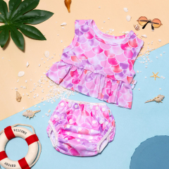 ALVABABY Toddler Baby Girl Summer Swim Suit, Infant Bathing Suit Swimwear Sleeveless,Tankini Swimwear (02)