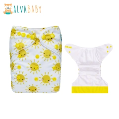 ALVABABY AWJ Lining Cloth Diaper with Tummy Panel for Babie- Sun(WJT-YDP113A)