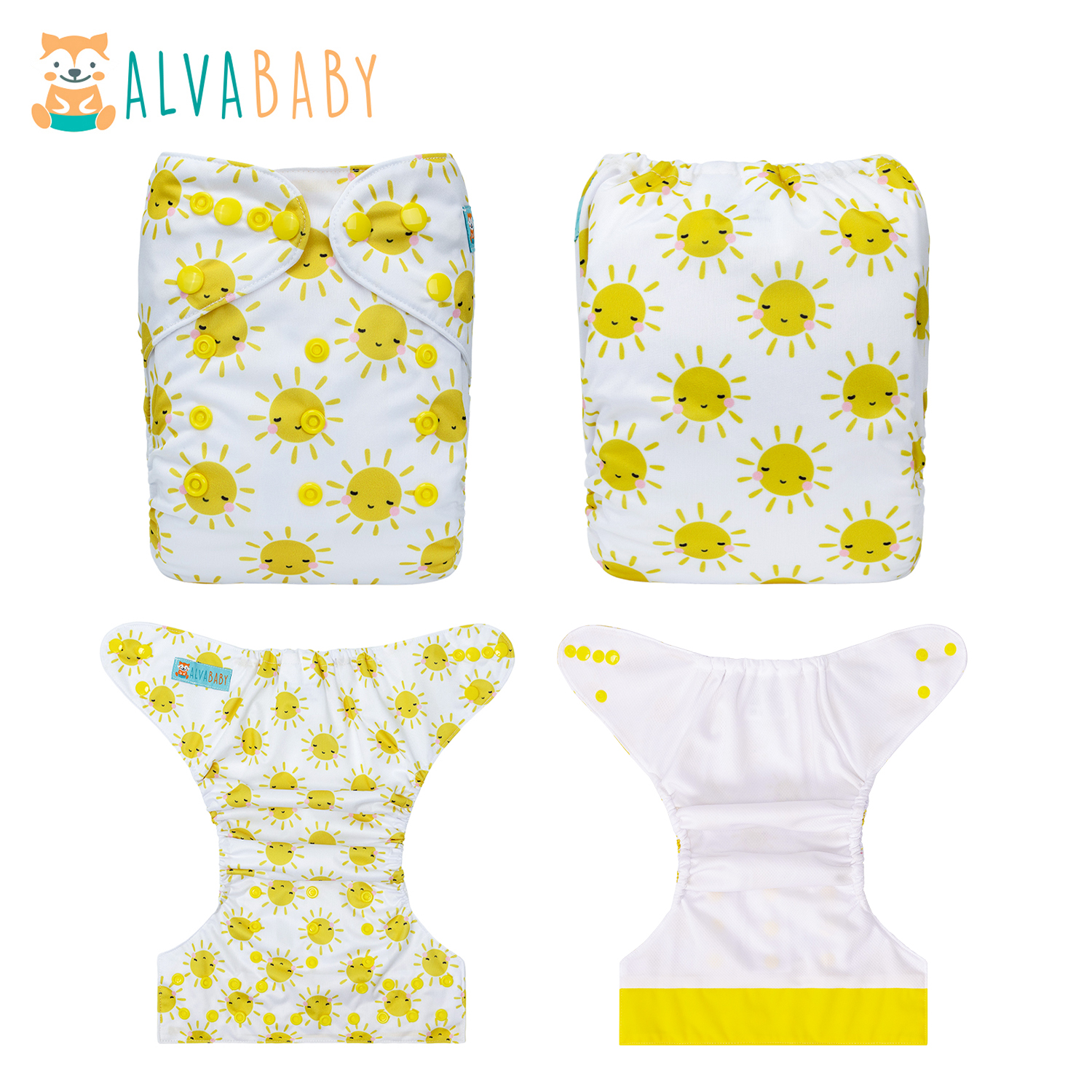 ALVABABY AWJ Lining Cloth Diaper with Tummy Panel for Babie- Sun(WJT-YDP113A)