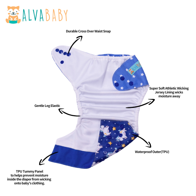 ALVABABY AWJ Diaper with Tummy Panel -(WJT-YDP180A)