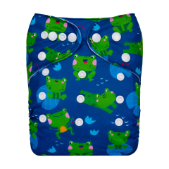 ALVABABY One Size Positioning Printed Cloth Diaper-Frogs(YDP196A)