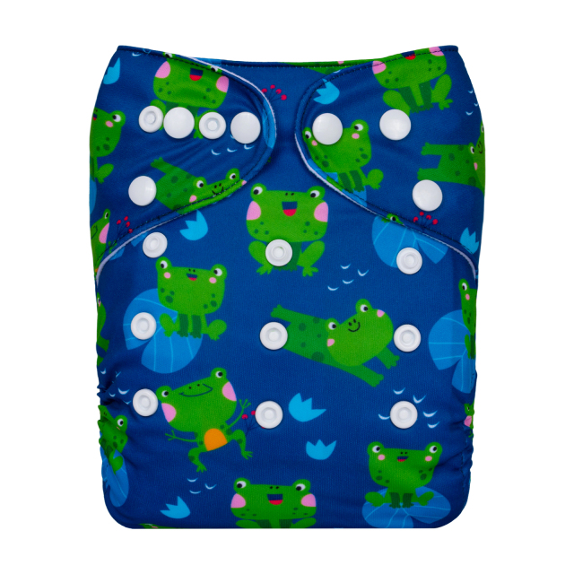 ALVABABY One Size Positioning Printed Cloth Diaper-Frogs(YDP196A)