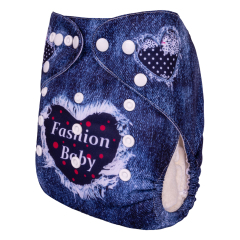 ALVABABY One Size Positioning Printed Cloth Diaper-Hearts(YDP199A)