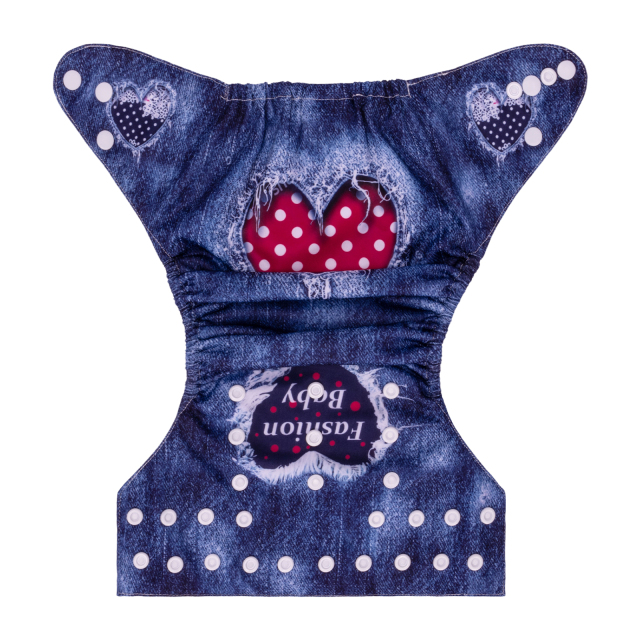 ALVABABY One Size Positioning Printed Cloth Diaper-Hearts(YDP199A)