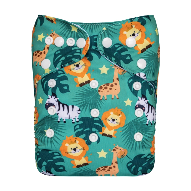 ALVABABY One Size Positioning Printed Cloth Diaper-Lion(YDP195A)