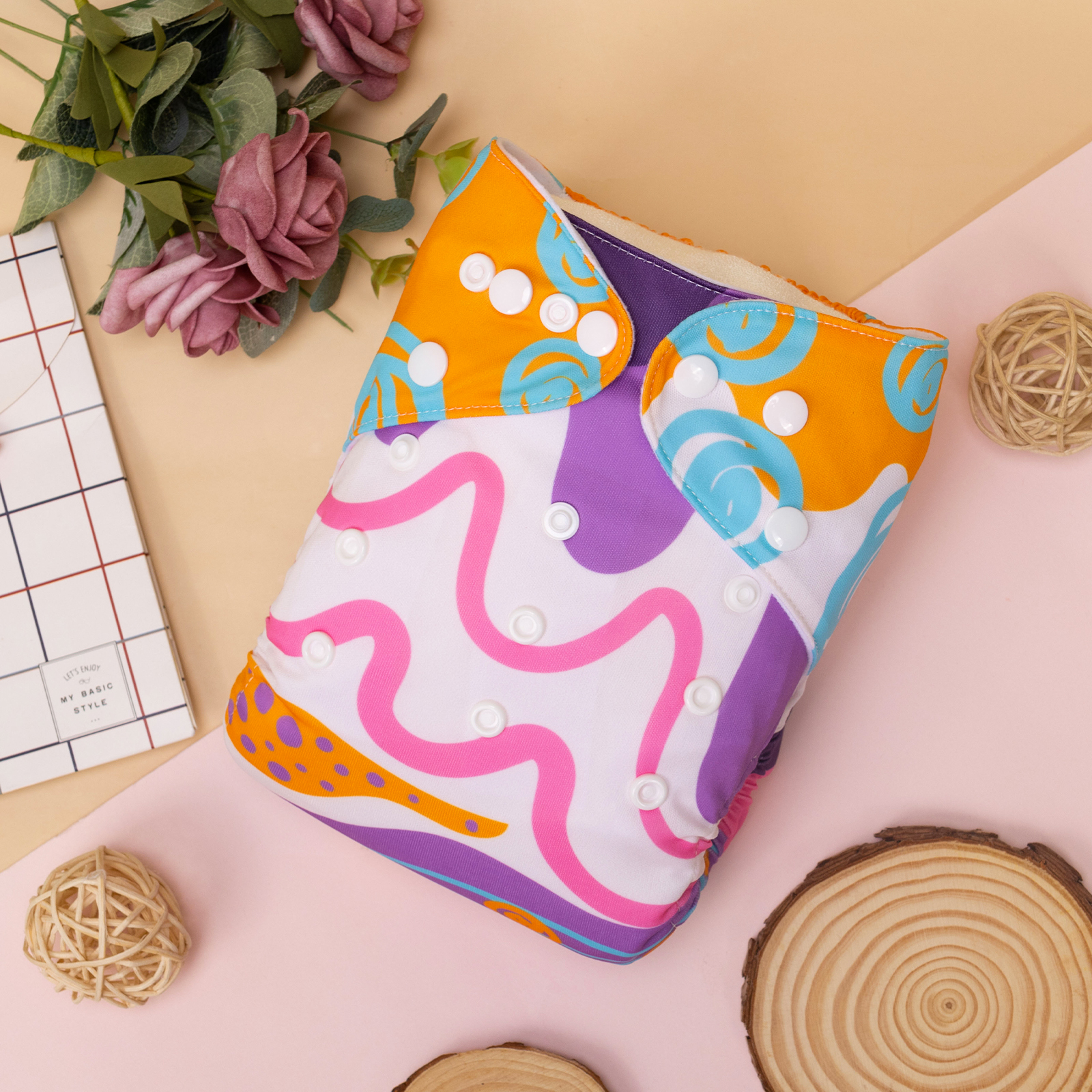 ALVABABY Positioning Cloth Diaper - One Size Adjustable Washable & Reusable Diaper for Babies and Toddlers (YDP198A)