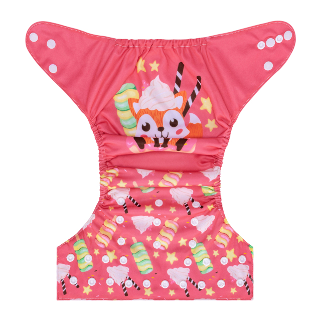 ALVABABY One Size Positioning Printed Cloth Diaper-Pink(YDP194A)