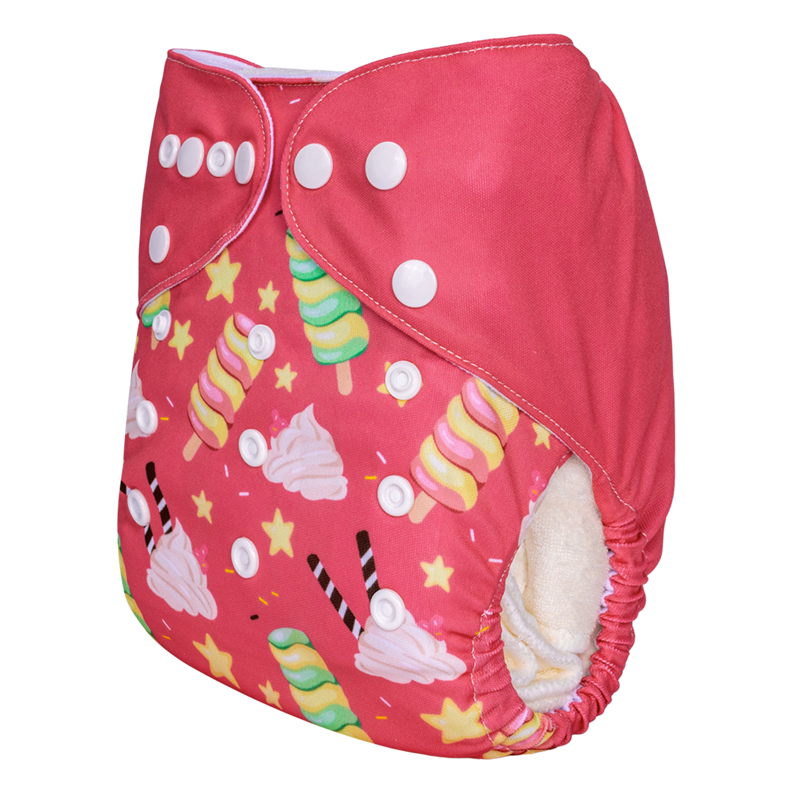 ALVABABY Positioning Cloth Diaper - One Size Adjustable Washable & Reusable Diaper for Babies and Toddlers (Pink Fox, YDP194A)