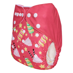 ALVABABY One Size Positioning Printed Cloth Diaper-Pink(YDP194A)