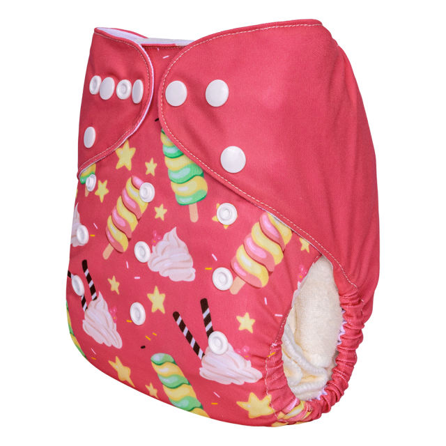 ALVABABY One Size Positioning Printed Cloth Diaper-Pink(YDP194A)