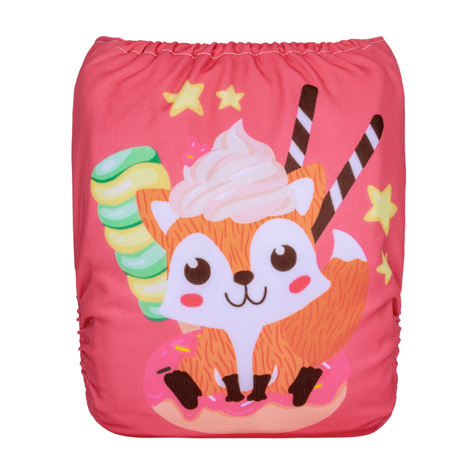 ALVABABY Positioning Cloth Diaper - One Size Adjustable Washable & Reusable Diaper for Babies and Toddlers (Pink Fox, YDP194A)