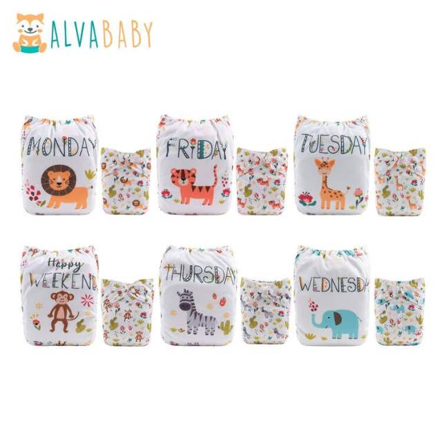 (All Packs)ALVABABY 6PCS Diapers with 6 Microfiber inserts