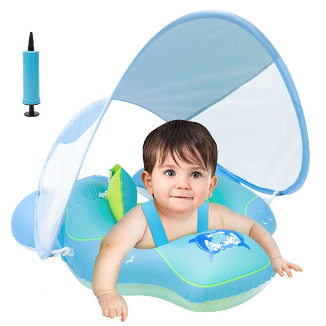 Inflatable Baby Swimming Float with Sun Canopy Baby Swim Ring Pool Float (SF01)