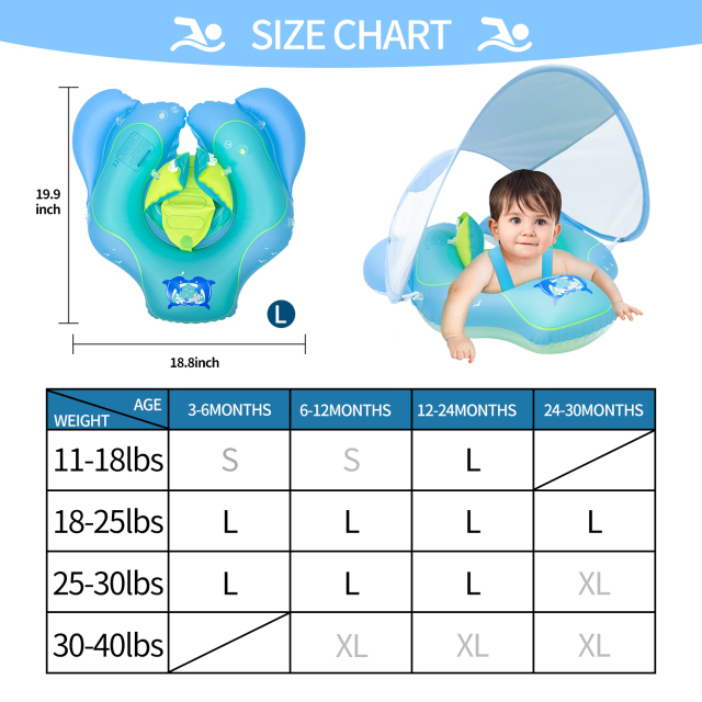 (Facebook live) Inflatable Baby Swimming Float with Sun Canopy Baby Pool Float Swim Ring (SF01)