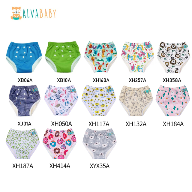 (Multi-Packs ) ALVABABY Pinted&amp;soild Training Diapers