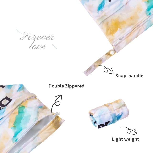 ALVABABY Diaper Wet Dry Bag with Two Zippered Pockets (LD53A)