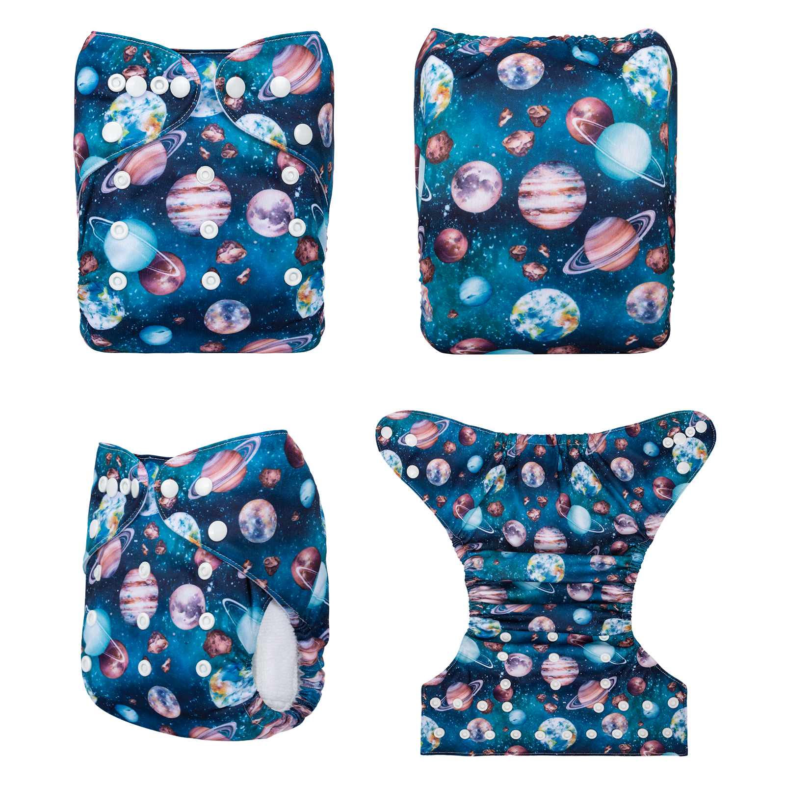 ALVABABY Print Cloth Diaper - One Size Adjustable Washable & Reusable Diaper for Babies and Toddlers (Planets, H435A)