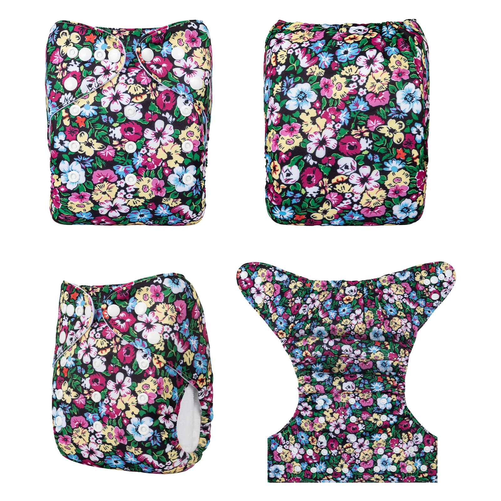 ALVABABY Print Cloth Diaper - One Size Adjustable Washable & Reusable Diaper for Babies and Toddlers (Flowers, H437A)