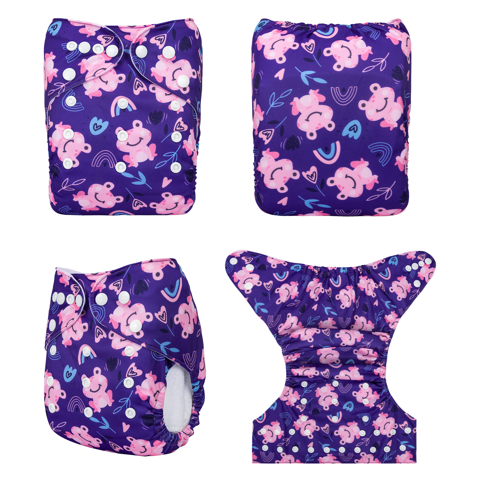 ALVABABY Print Cloth Diaper - One Size Adjustable Washable & Reusable Diaper for Babies and Toddlers (Frog, H438A)