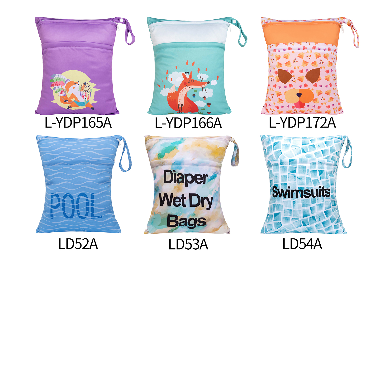 (Multi-Packs) ALVABABY Diaper Position Wet Dry Bag with Two Zippered Pockets