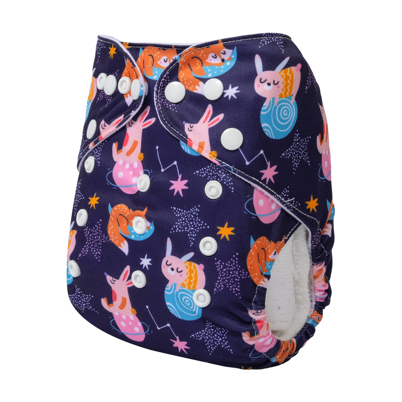 ALVABABY Positioning Cloth Diaper - One Size Adjustable Washable & Reusable Diaper for Babies and Toddlers (Fox, YDP206A)
