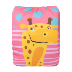 ALVABABY One Size Positioning Printed Cloth Diaper-Giraffe(YDP204A)
