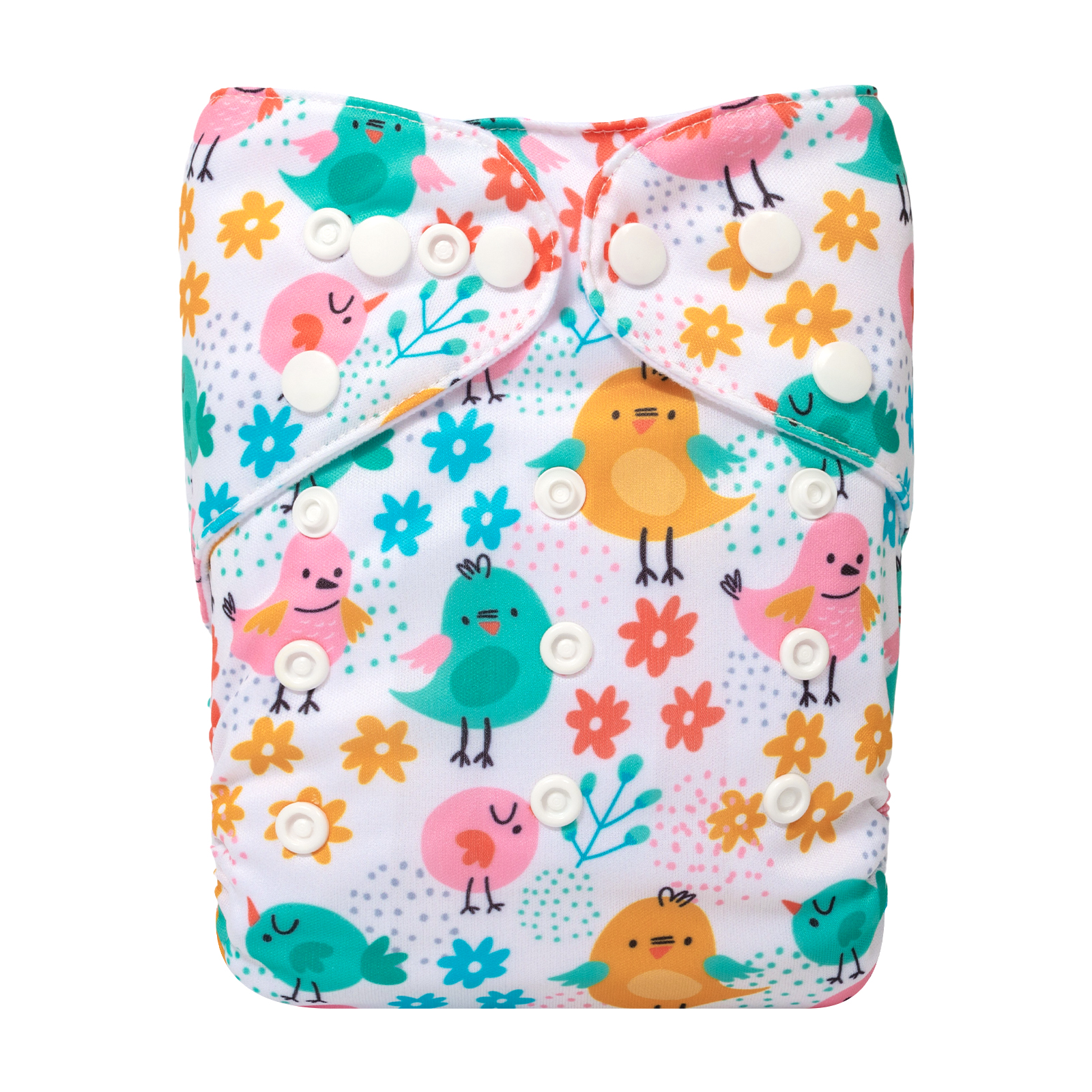 ALVABABY Positioning Cloth Diaper - One Size Adjustable Washable & Reusable Diaper for Babies and Toddlers (Chicks, YDP205A)