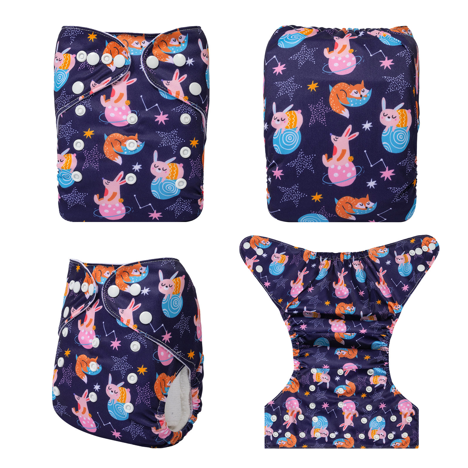 ALVABABY Positioning Cloth Diaper - One Size Adjustable Washable & Reusable Diaper for Babies and Toddlers (Fox, YDP206A)