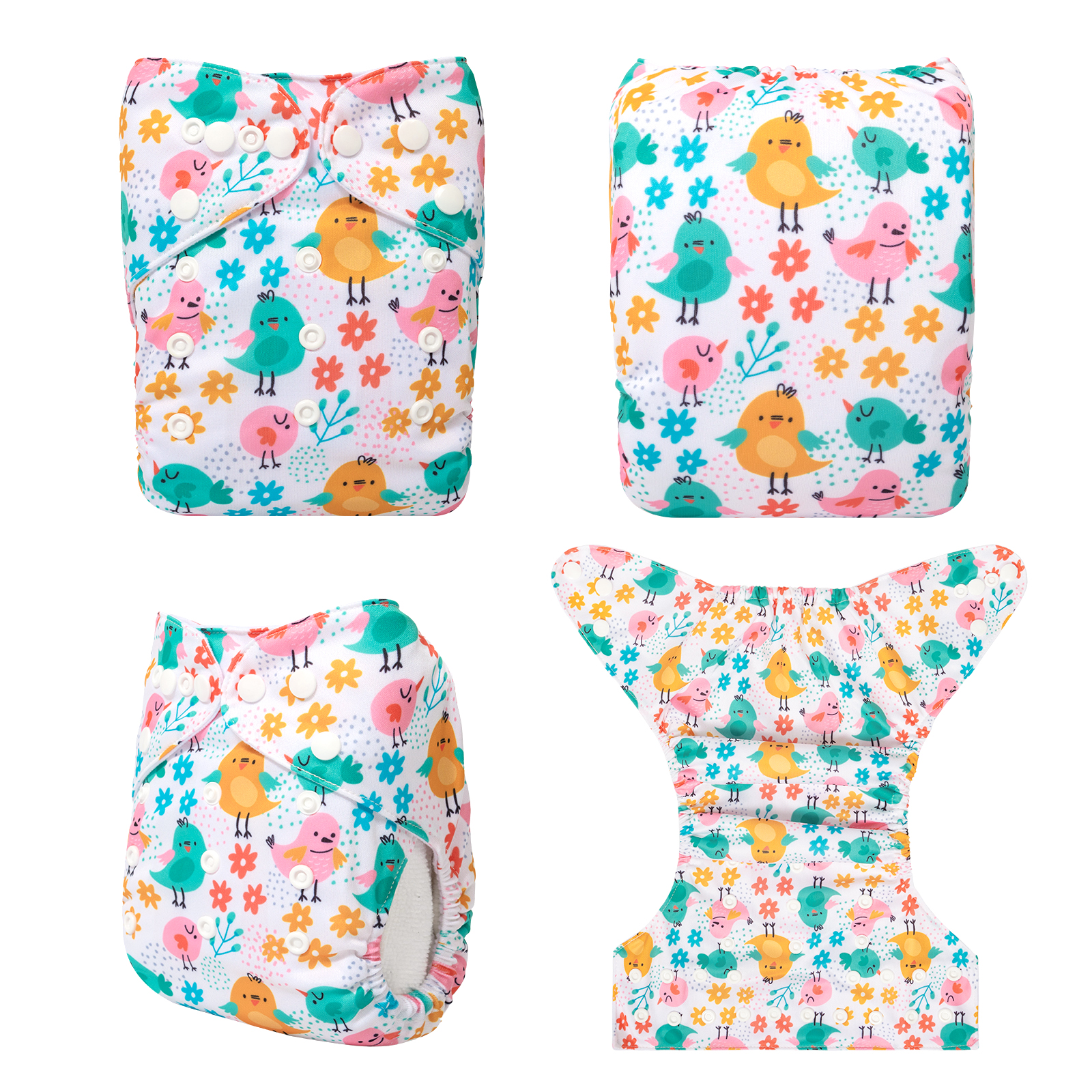 ALVABABY Positioning Cloth Diaper - One Size Adjustable Washable & Reusable Diaper for Babies and Toddlers (Chicks, YDP205A)