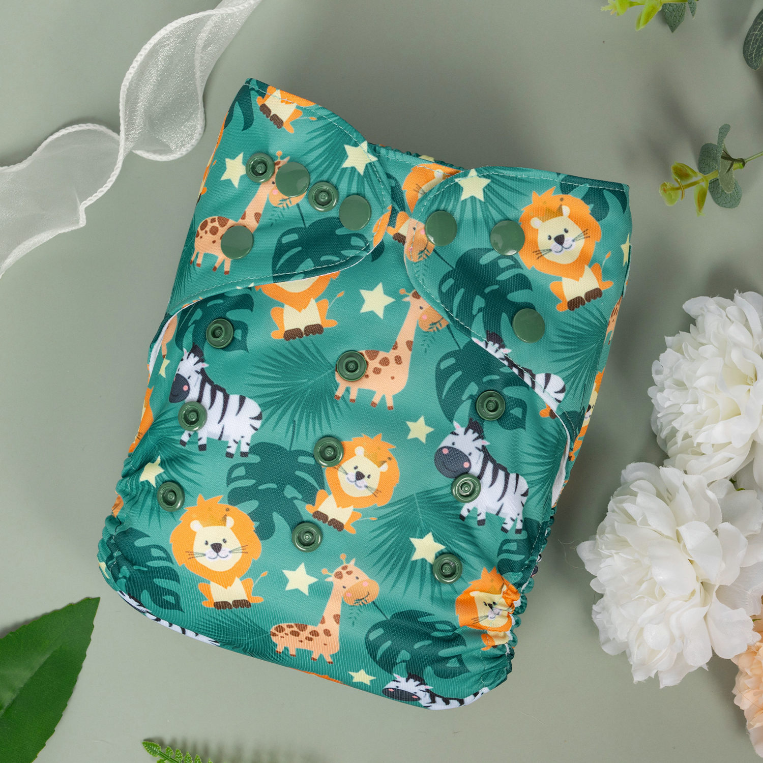 ALVABABY AWJ Lining Cloth Diaper with Tummy Panel for Babies -Lion(WJT-YDP195A)