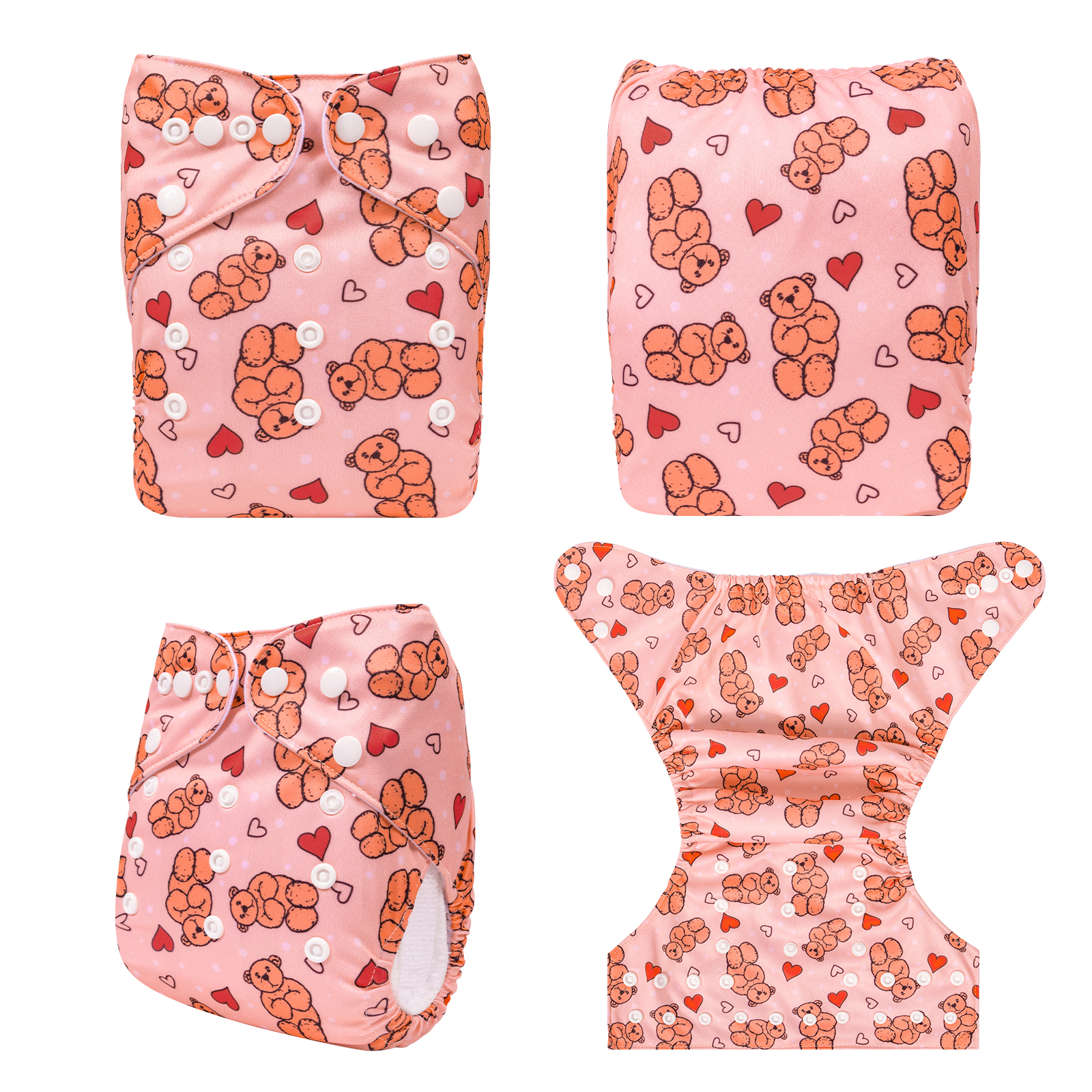 ALVABABY Print Cloth Diaper - One Size Adjustable Washable & Reusable Diaper for Babies and Toddlers (Teddy Bear, H439A)