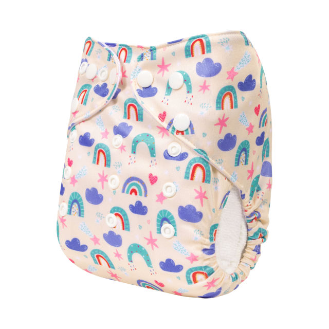 ALVABABY One Size Positioning Printed Cloth Diaper-(YDP200A)