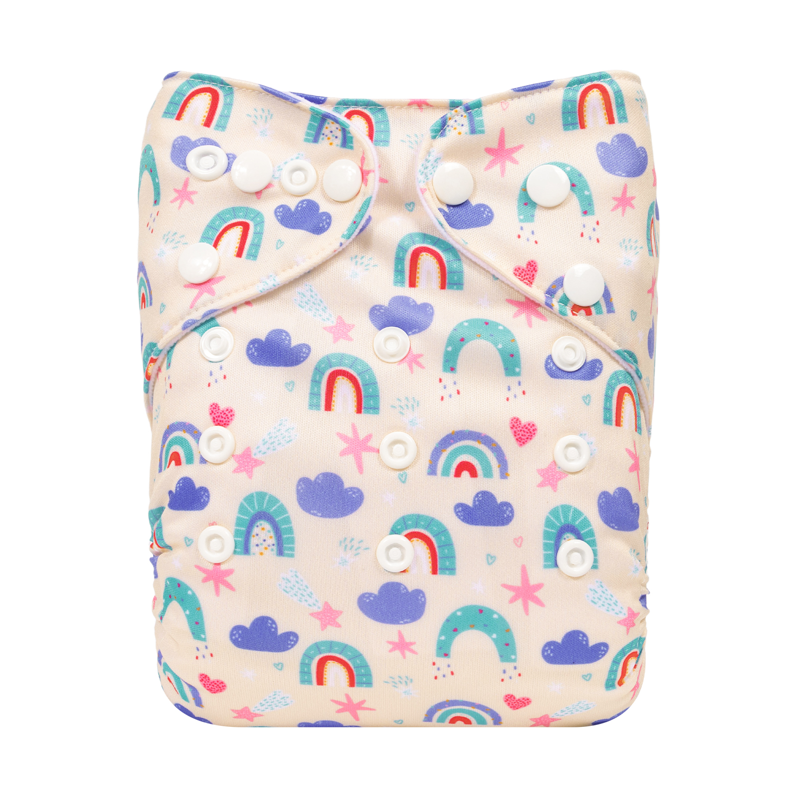 ALVABABY Positioning Cloth Diaper - One Size Adjustable Washable & Reusable Diaper for Babies and Toddlers (Rainbow, YDP200A)