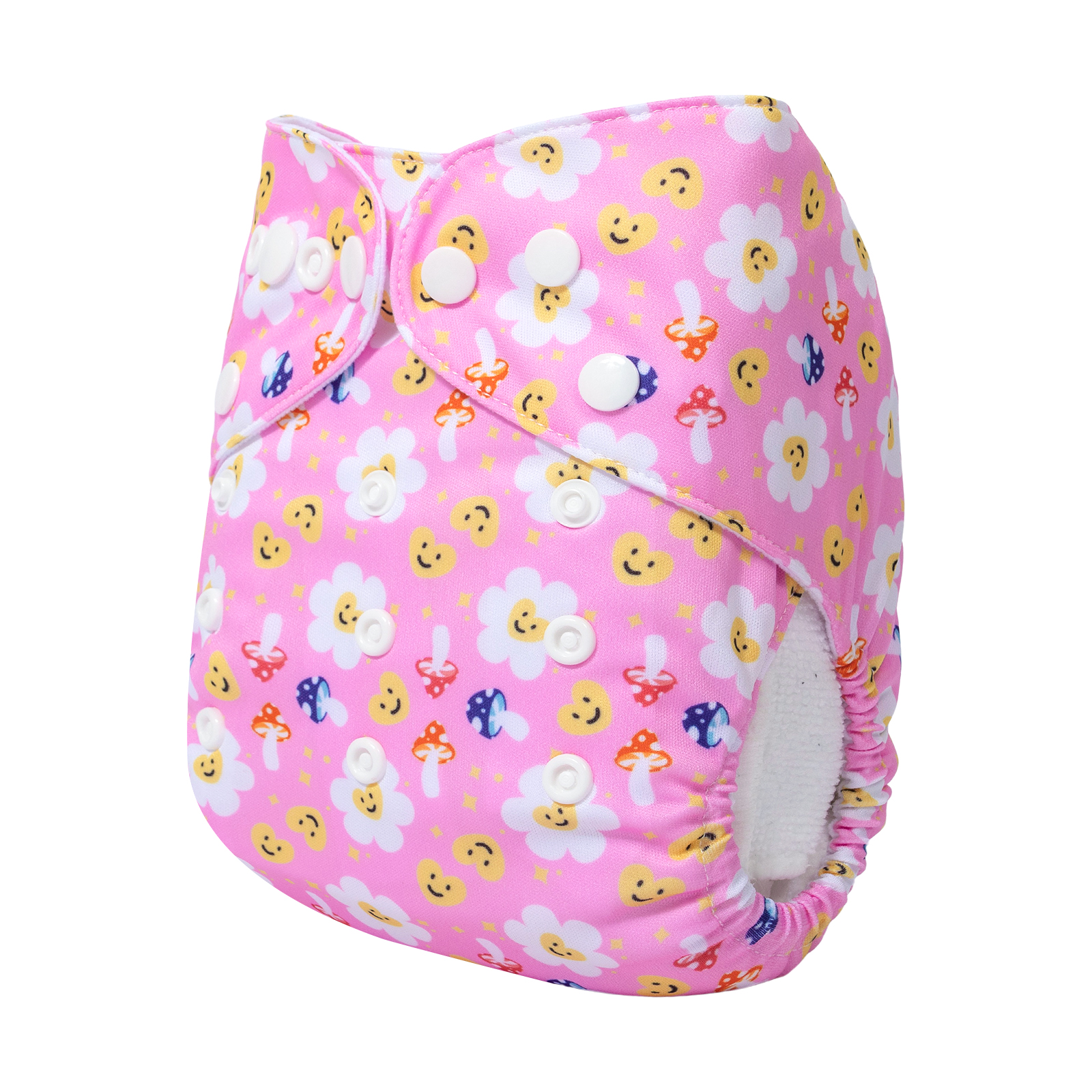 ALVABABY Print Cloth Diaper - One Size Adjustable Washable & Reusable Diaper for Babies and Toddlers (Pink Flowers, H442A)