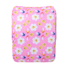 ALVABABY One Size Print Pocket Cloth Diaper-Pink Flowers(H442A)