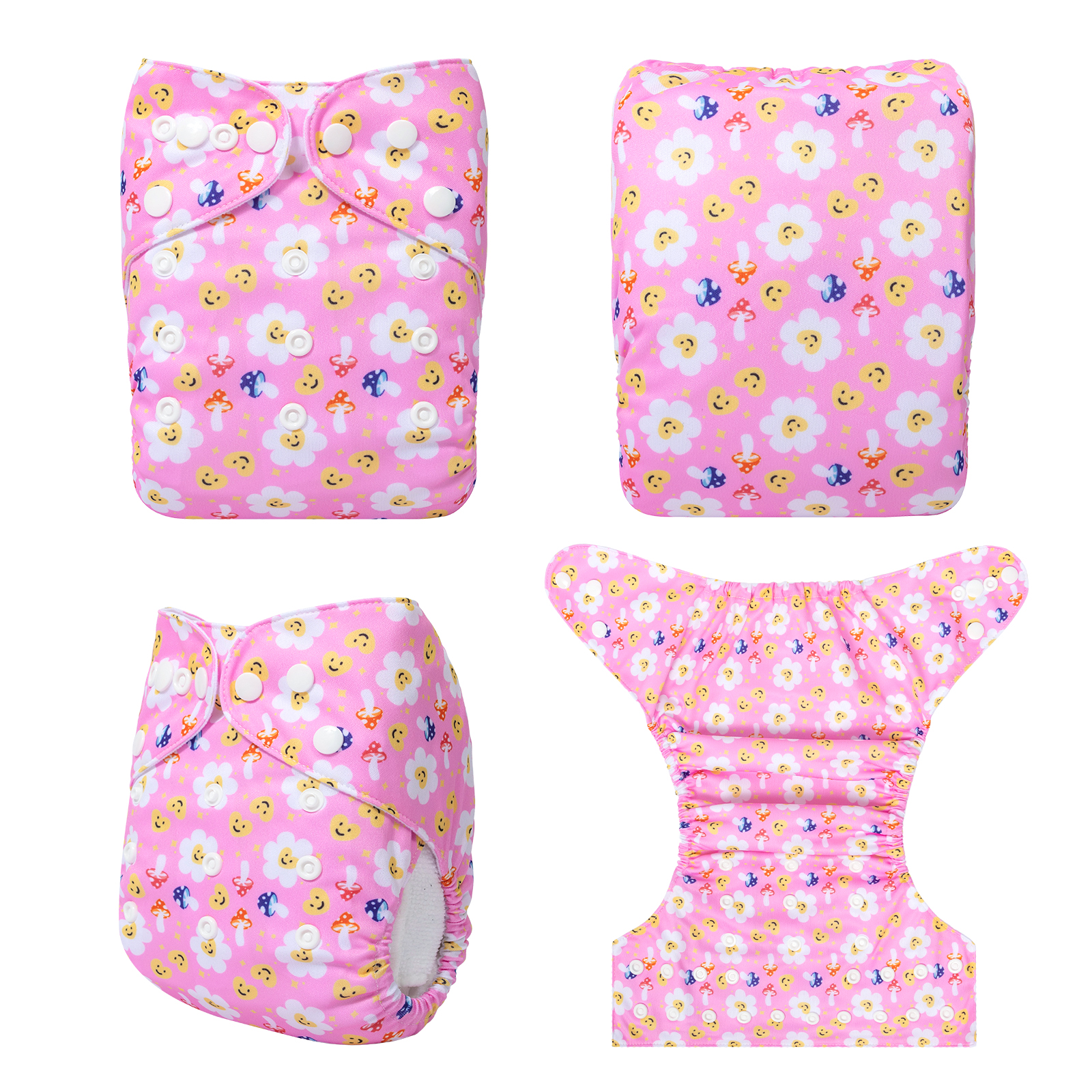 ALVABABY Print Cloth Diaper - One Size Adjustable Washable & Reusable Diaper for Babies and Toddlers (Pink Flowers, H442A)