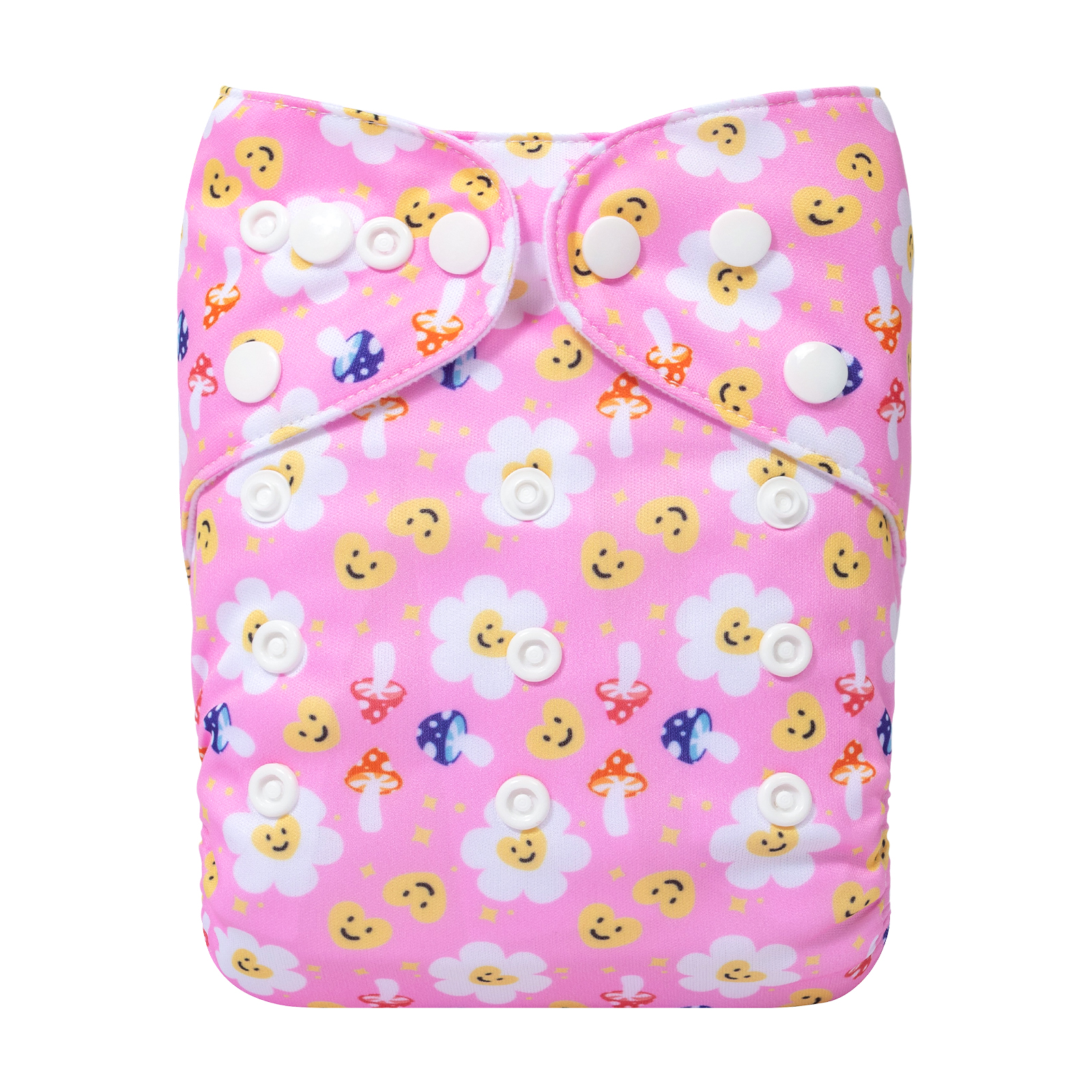 ALVABABY Print Cloth Diaper - One Size Adjustable Washable & Reusable Diaper for Babies and Toddlers (Pink Flowers, H442A)
