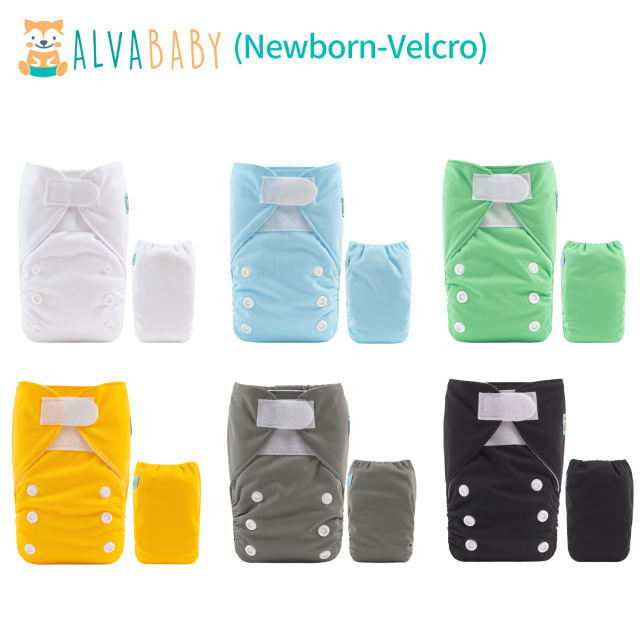 (All Packs)ALVABABY 6PCS NEWBORN Diapers with 6 Microfiber inserts