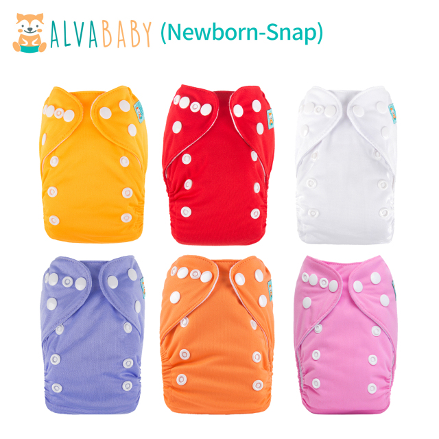 (All Packs)ALVABABY 6PCS NEWBORN Diapers with 6 Microfiber inserts