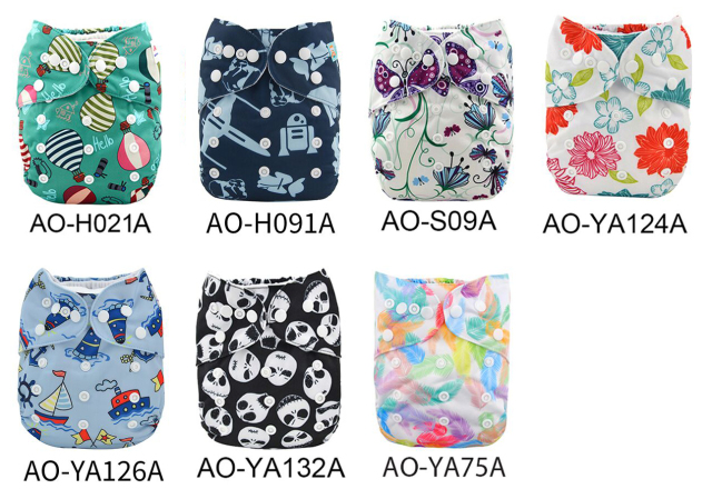 (Multi-Packs) All In One Diaper with Pocket Sewn-in one 4-layer Bamboo blend insert