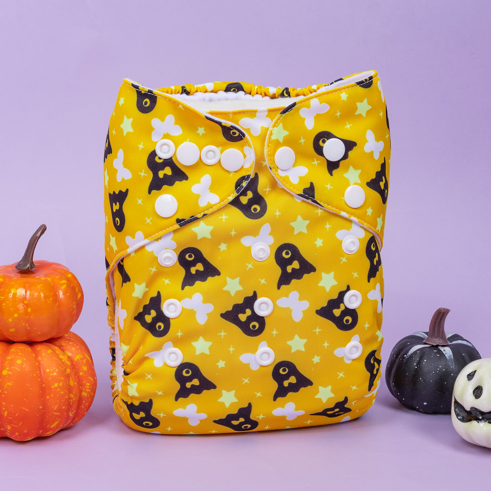 Halloween Cloth Diaper One Size Adjustable Reusable Diapers for Babies-Yellow(Q80A)