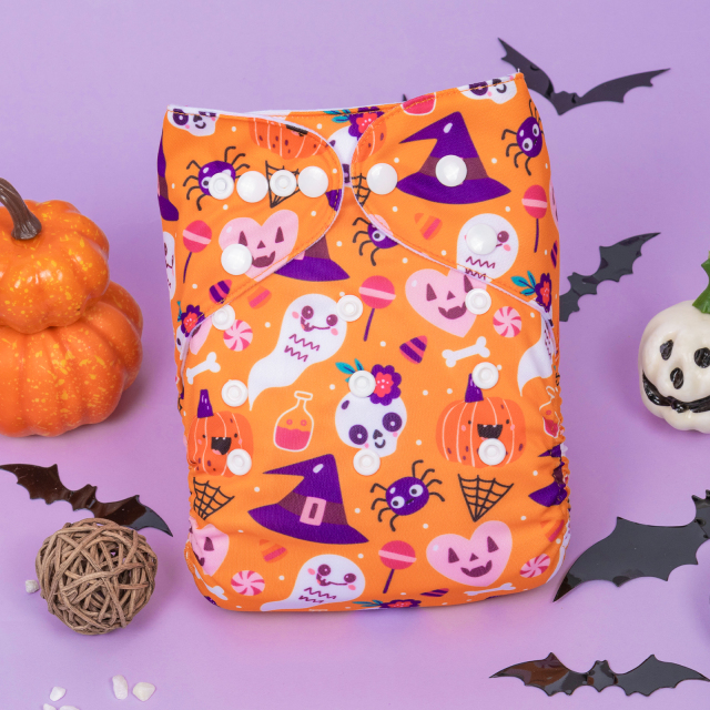 ALVABABY Halloween One Size Positioning Printed Cloth Diaper -(QD80A)