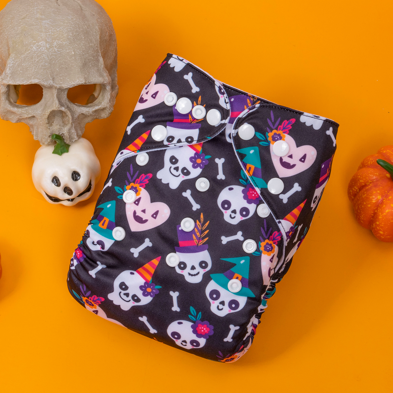 Halloween Cloth Diaper One Size Adjustable Reusable Diapers for Babies -Skeleton(QD83A)