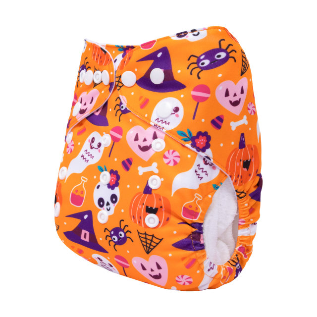 ALVABABY Halloween One Size Positioning Printed Cloth Diaper -(QD80A)