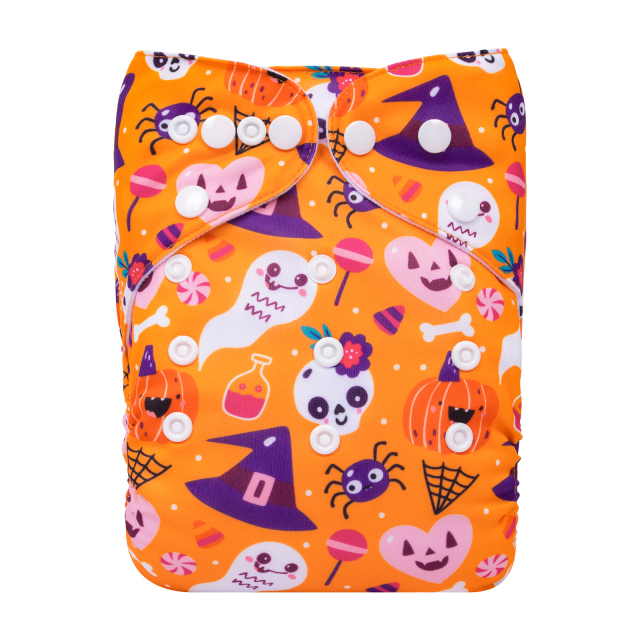 ALVABABY Halloween One Size Positioning Printed Cloth Diaper -(QD80A)