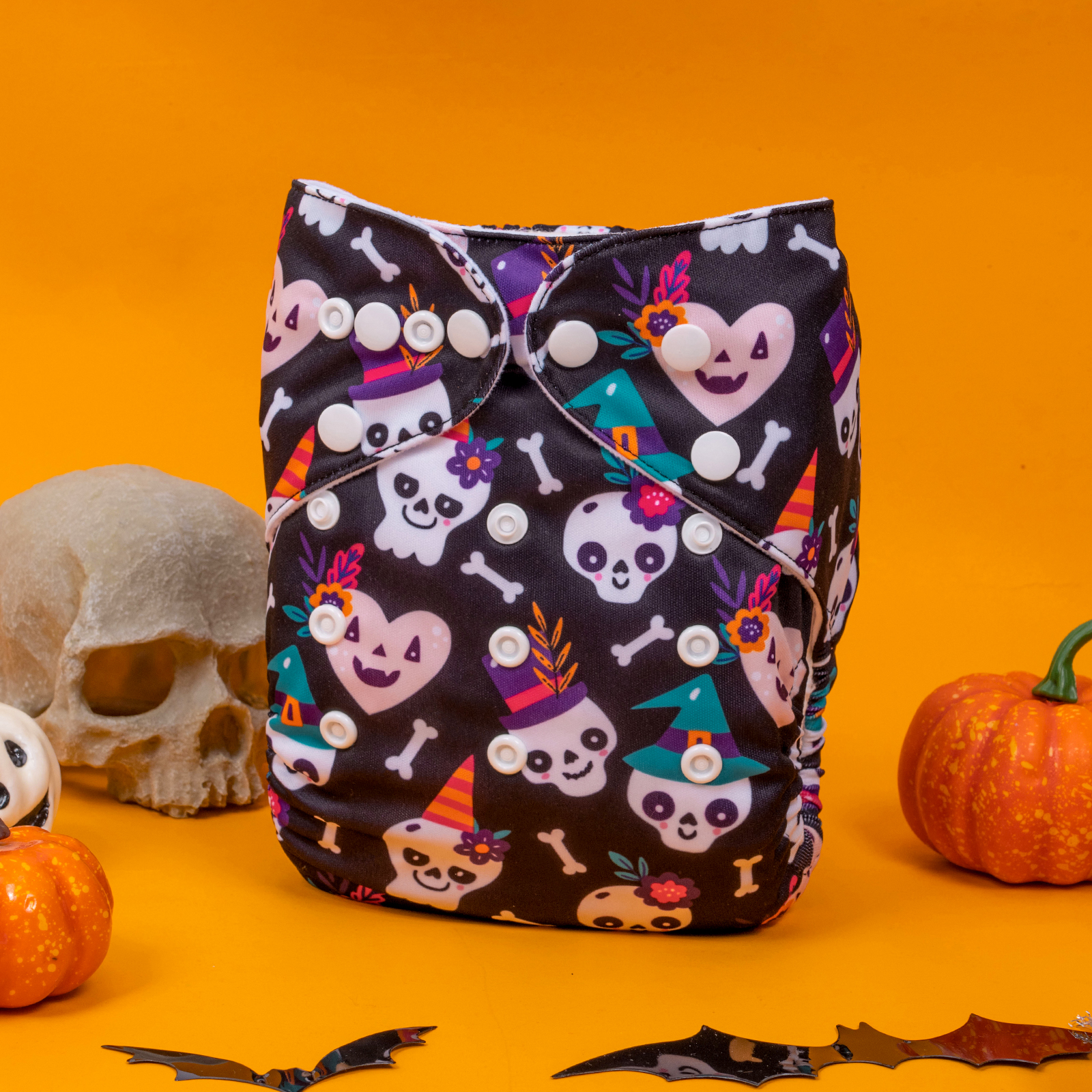 Halloween Cloth Diaper One Size Adjustable Reusable Diapers for Babies -Skeleton(QD83A)