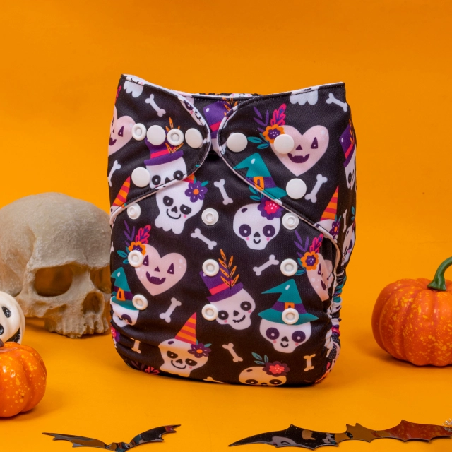 ALVABABY Halloween One Size Positioning Printed Cloth Diaper -(QD83A)